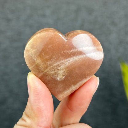 Natural Peach Moonstone Heart Figurine