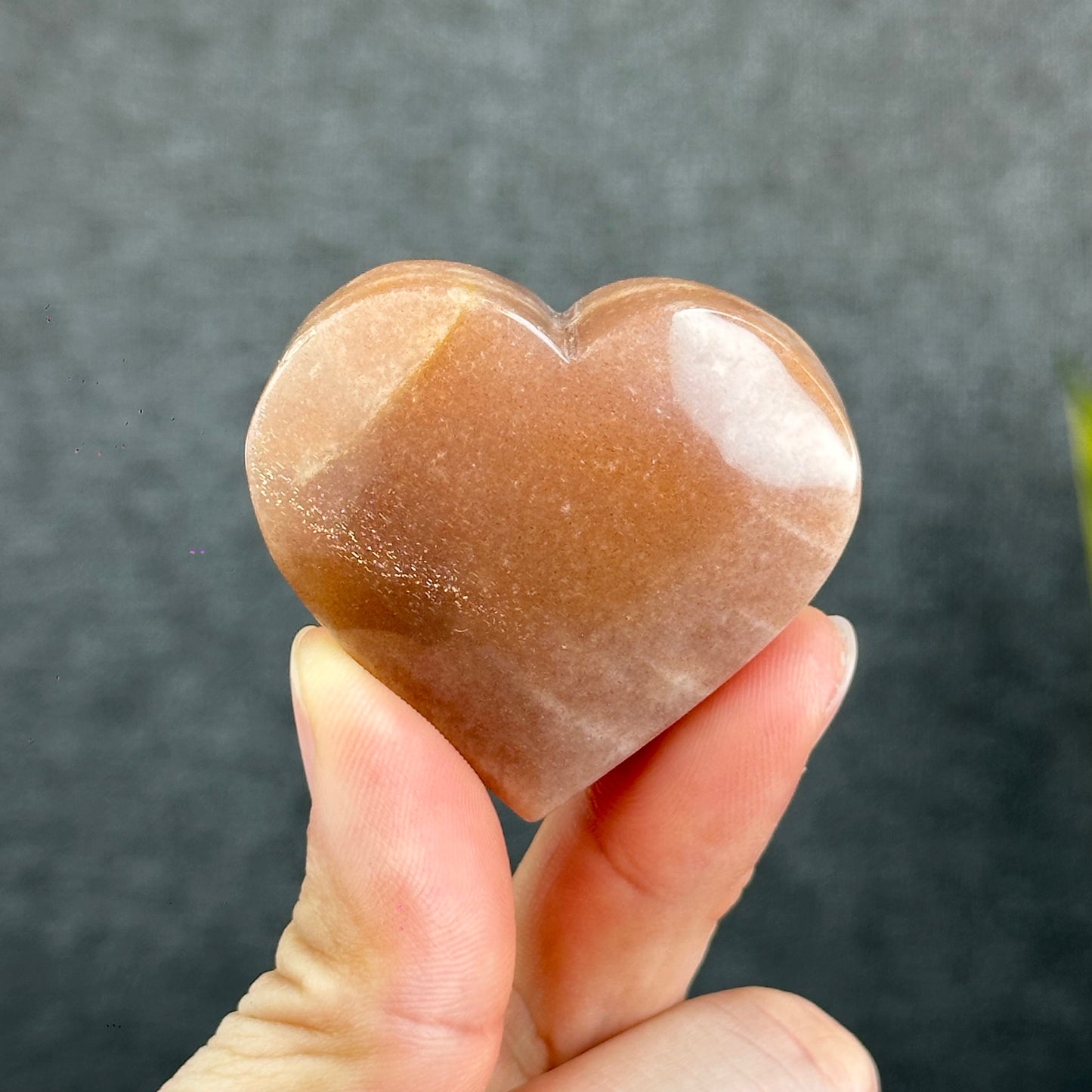 Natural Peach Moonstone Heart Figurine