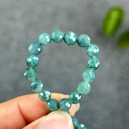 Natural Water Green Jadeite Jade Faceted Bracelet Size 5.7 mm