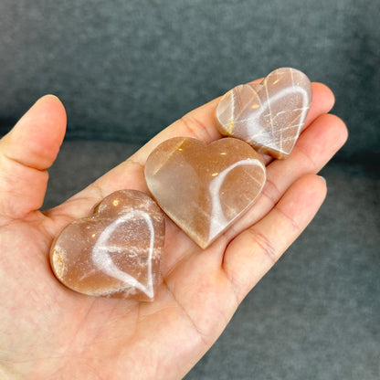 Natural Peach Moonstone Heart Figurine