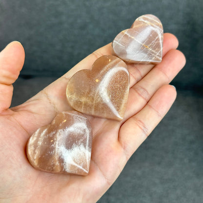 Natural Peach Moonstone Heart Figurine