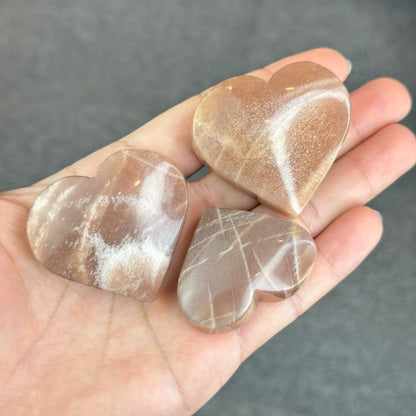 Natural Peach Moonstone Heart Figurine