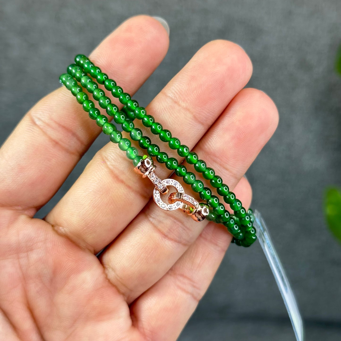 Natural Imperial Green Translucent Jadeite Jade VIP Necklace Accent Clasp