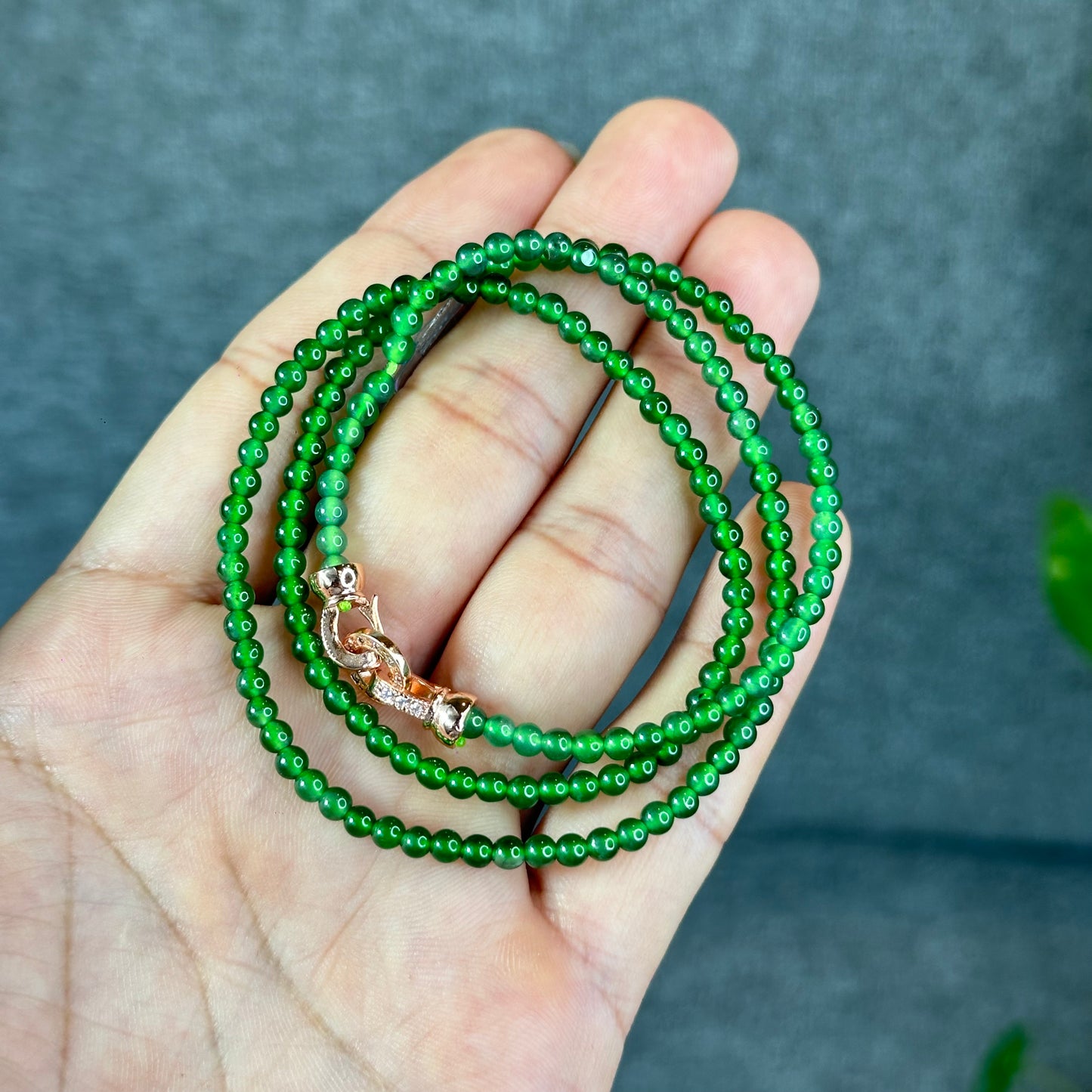 Natural Imperial Green Translucent Jadeite Jade VIP Necklace Accent Clasp