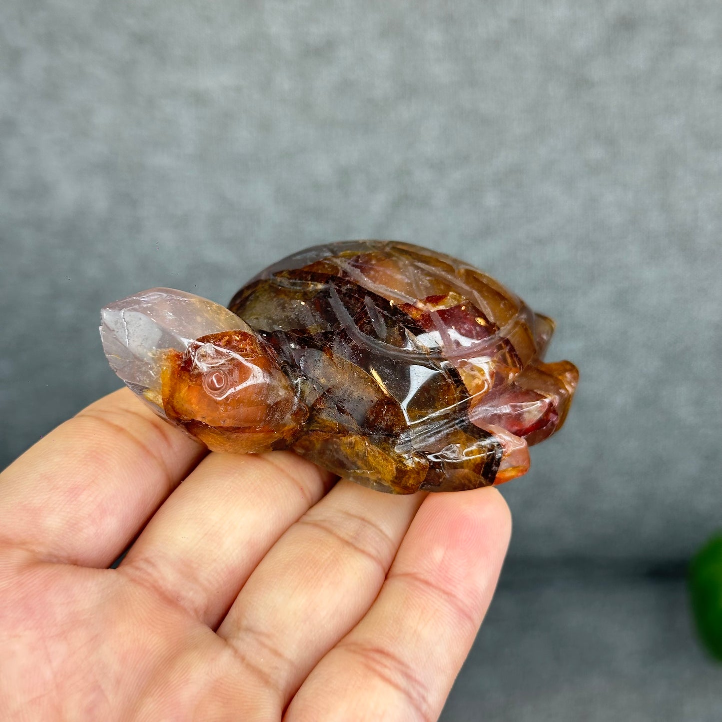 Natural Fire Quartz Turtle Figurine