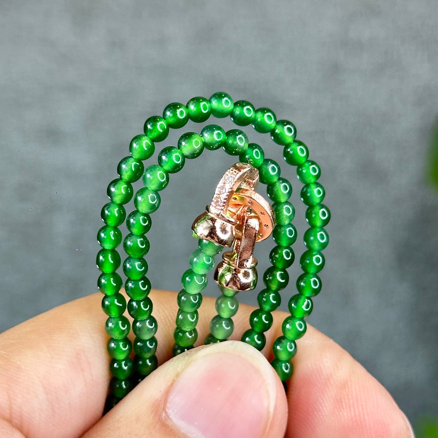Natural Imperial Green Translucent Jadeite Jade VIP Necklace Accent Clasp