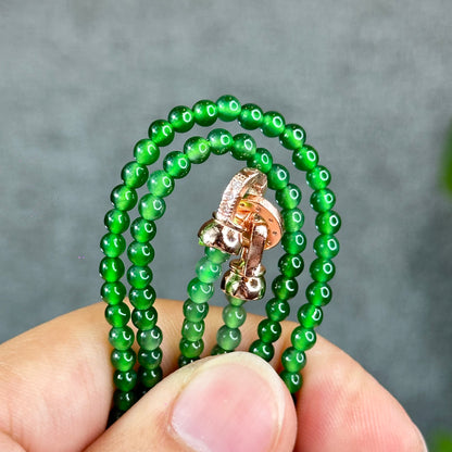 Natural Imperial Green Translucent Jadeite Jade VIP Necklace Accent Clasp