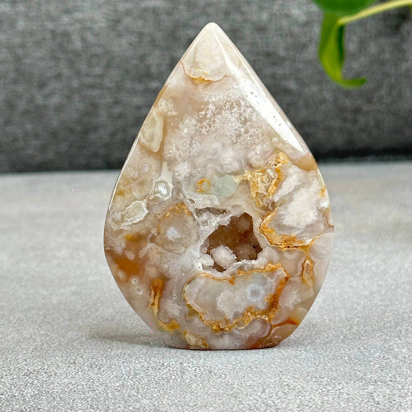 Natural Floral Agate Flame Figurine