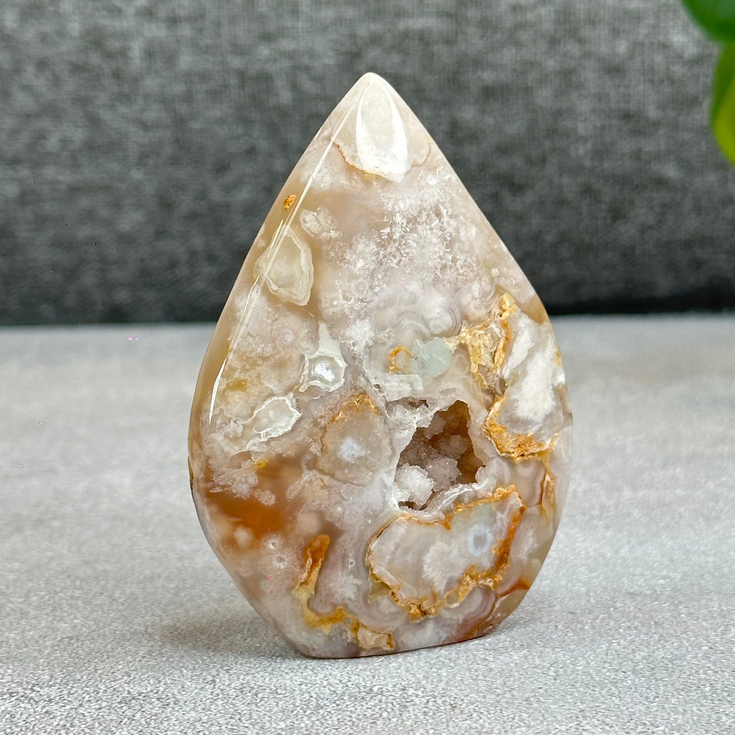 Natural Floral Agate Flame Figurine
