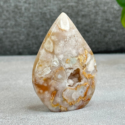 Natural Floral Agate Flame Figurine