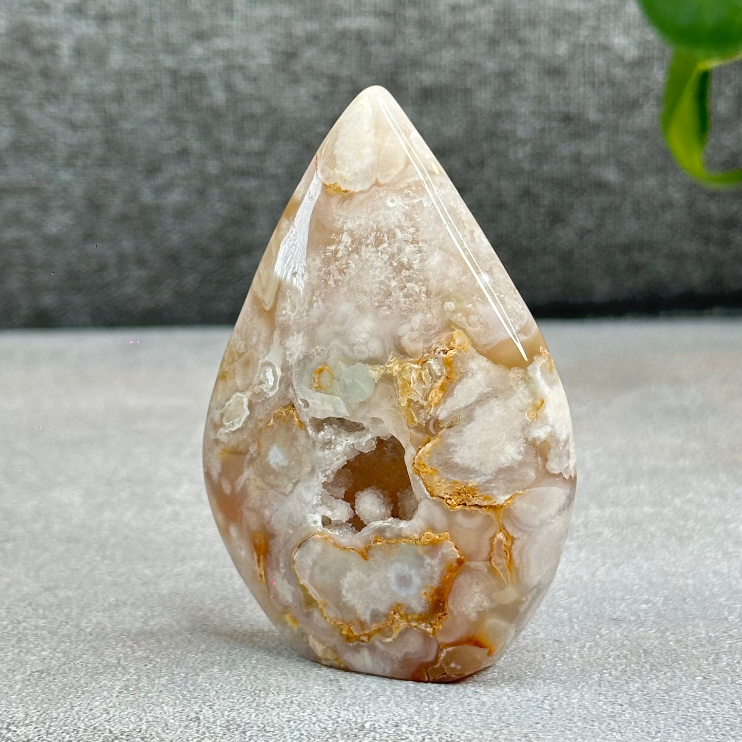 Natural Floral Agate Flame Figurine