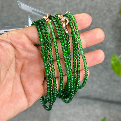Natural Imperial Green Translucent Jadeite Jade VIP Necklace Accent Clasp