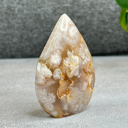 Natural Floral Agate Flame Figurine