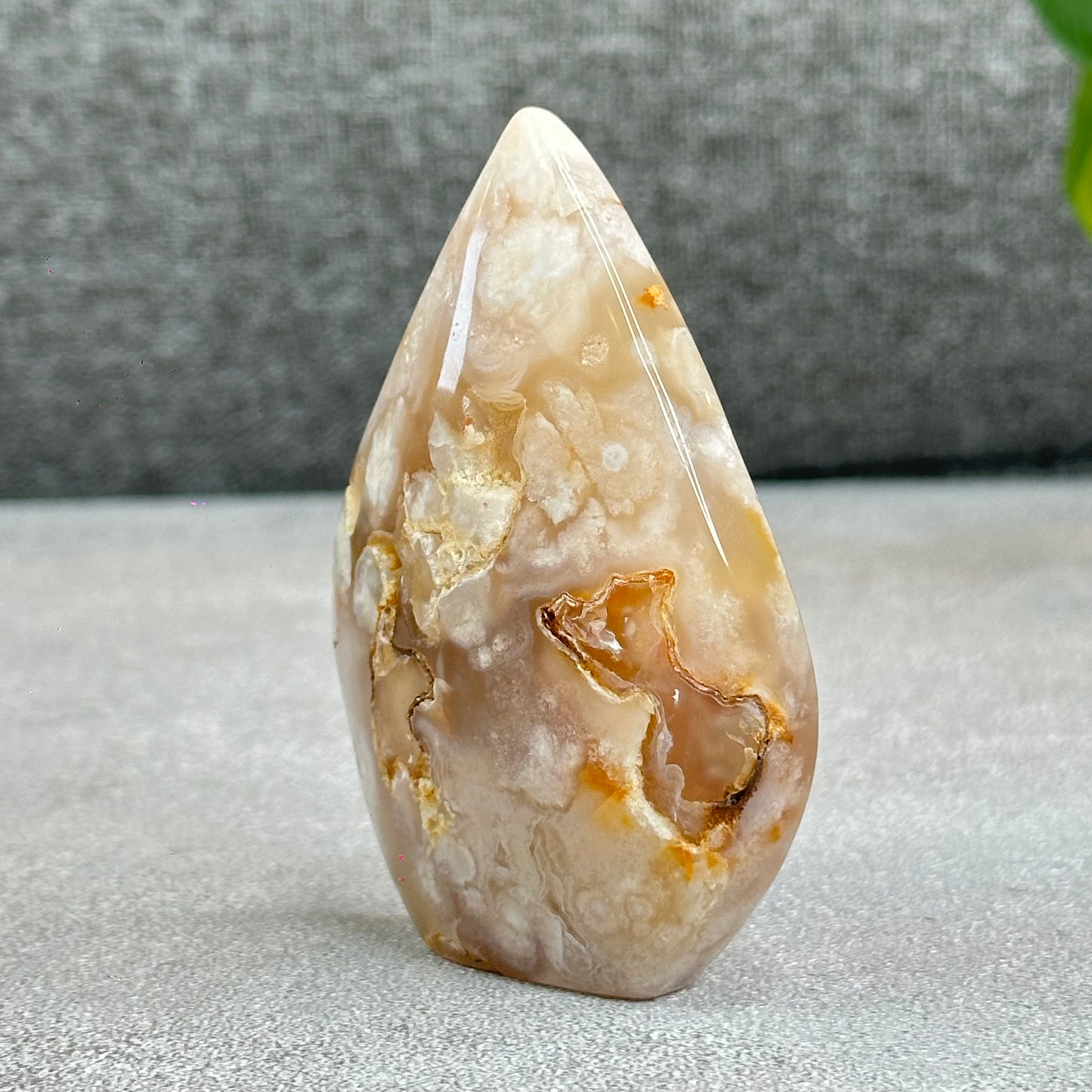 Natural Floral Agate Flame Figurine