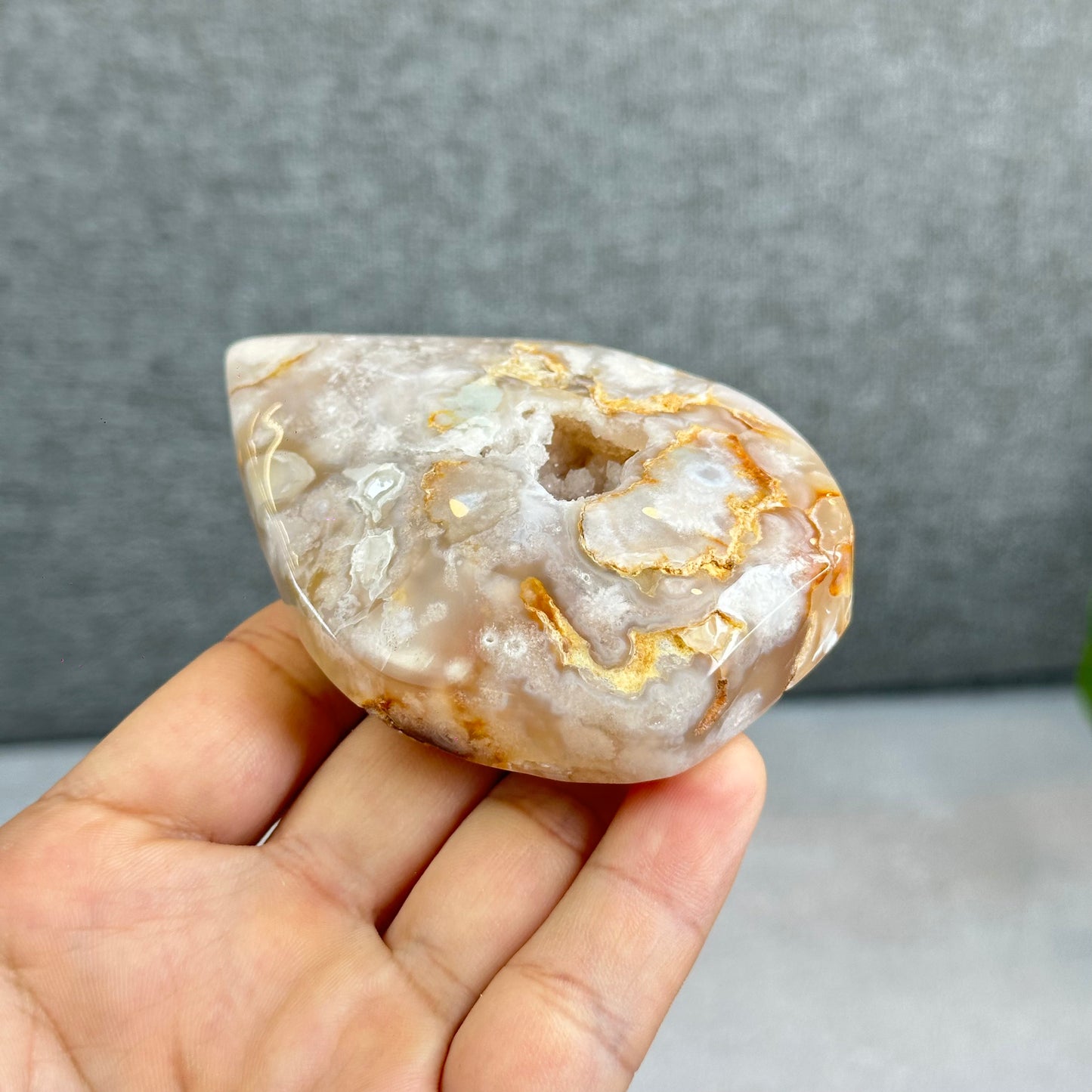 Natural Floral Agate Flame Figurine