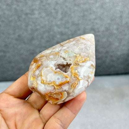 Natural Floral Agate Flame Figurine