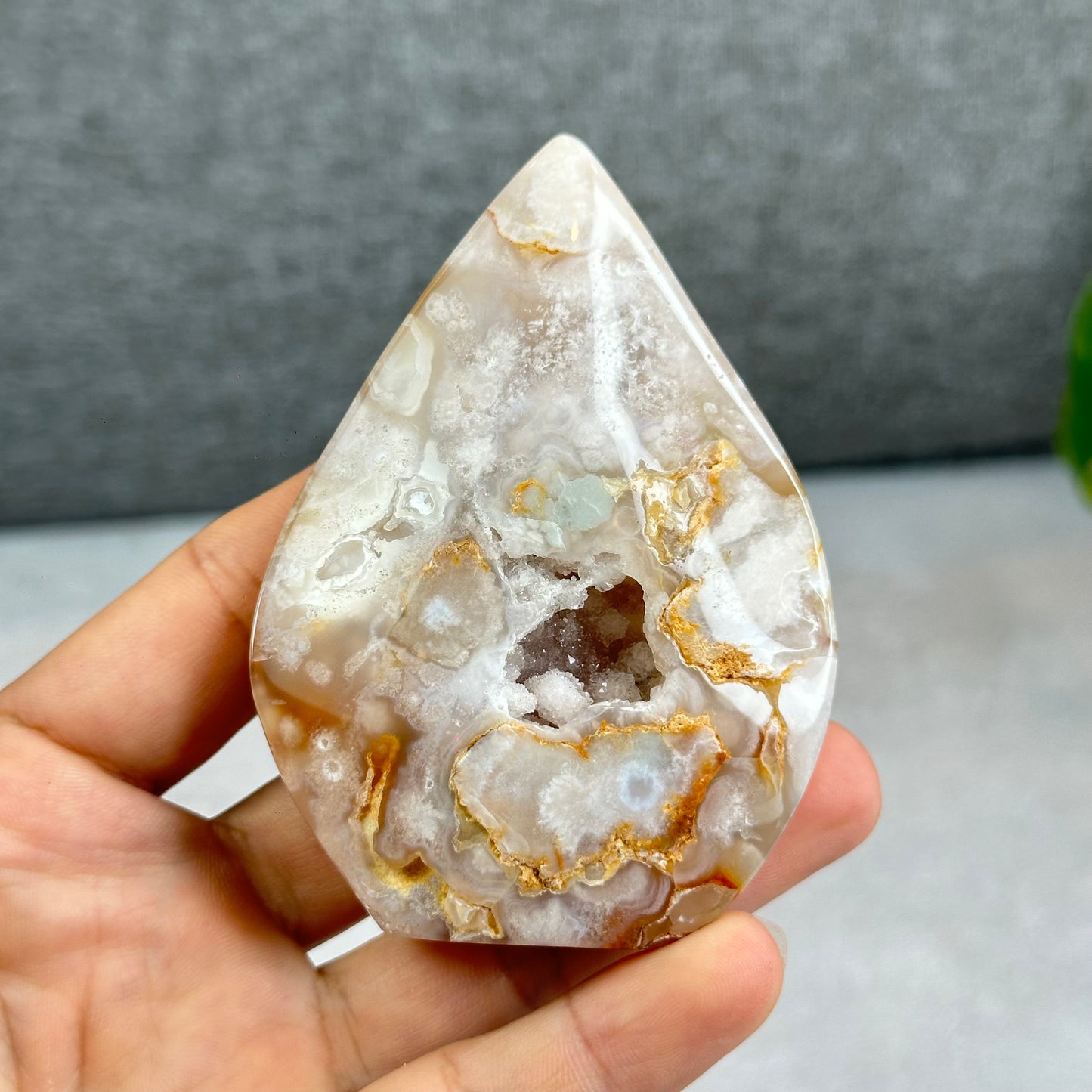 Natural Floral Agate Flame Figurine