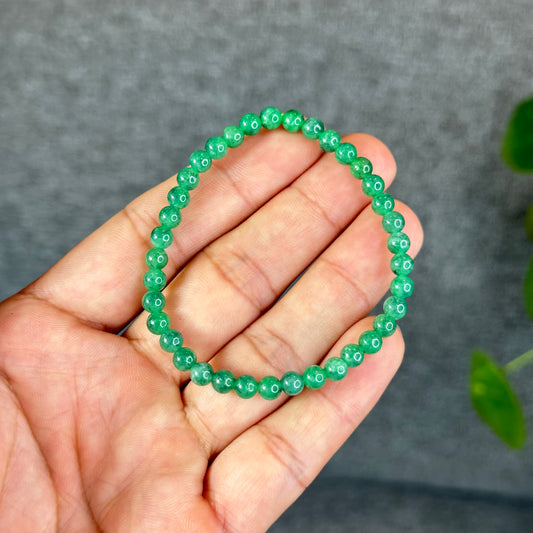 Natural Apple Green Semi-Translucent Jadeite Jade Bracelet Size 5 mm