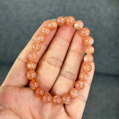 Natural Orange Sunstone Bracelet Size 8 mm