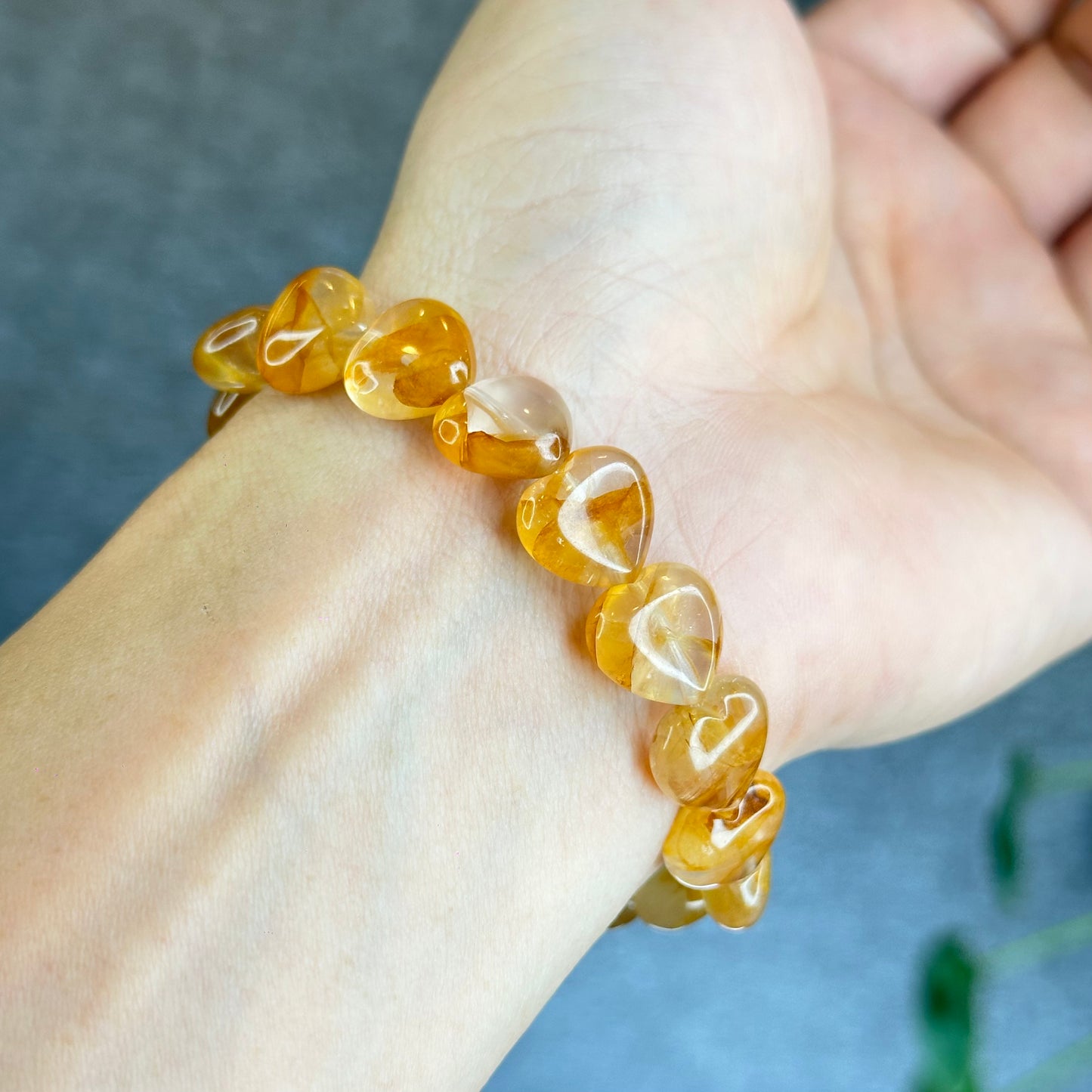 Natural Golden Healer Heart Bracelet Size 12 mm