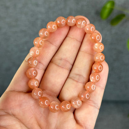 Natural Orange Sunstone Bracelet Size 8 mm