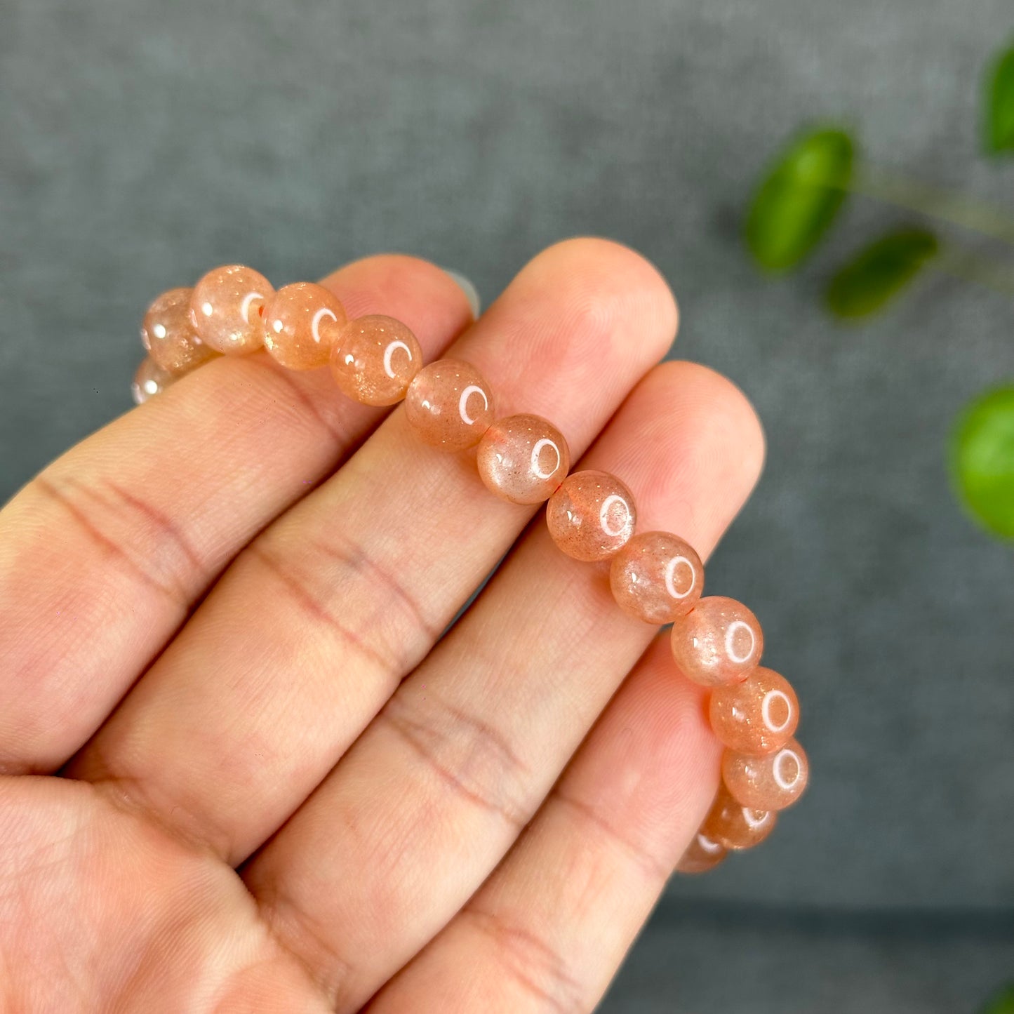 Natural Orange Sunstone Bracelet Size 8 mm