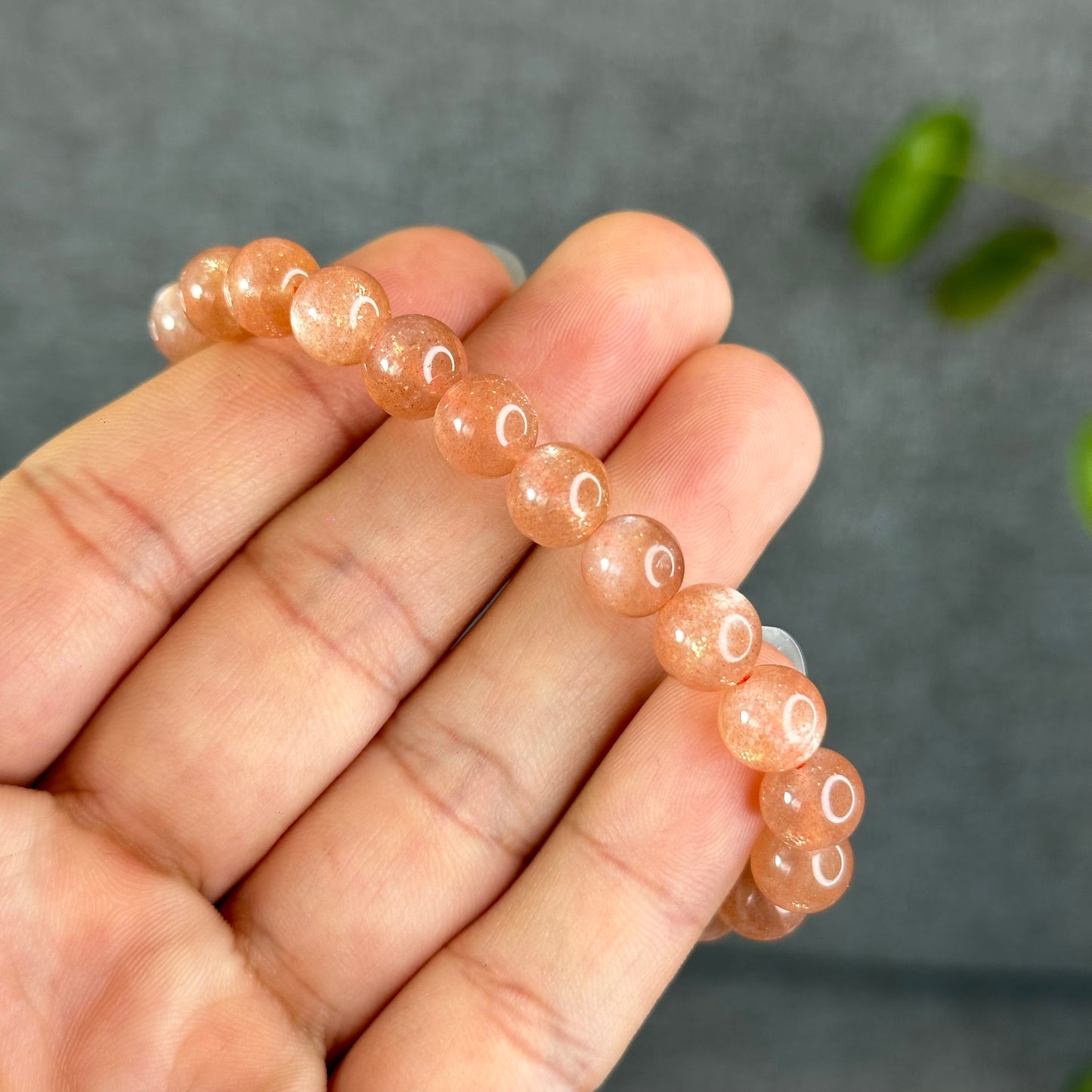 Natural Orange Sunstone Bracelet Size 8 mm
