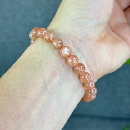 Natural Orange Sunstone Bracelet Size 8 mm