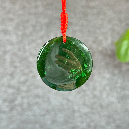 Light Floral Green Round Luch Coin VIP Natural Nephrite Jade Pendant