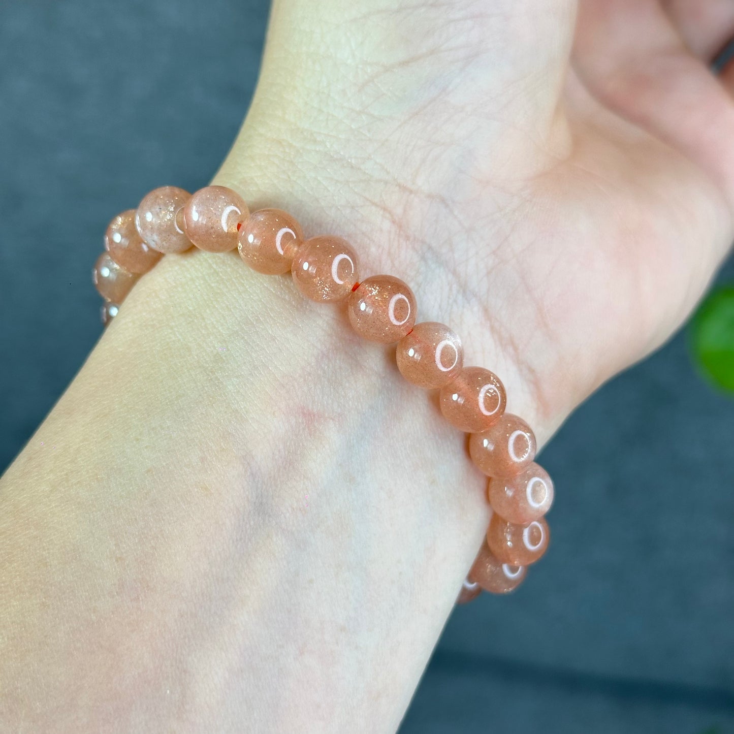 Natural Orange Sunstone Bracelet Size 8 mm