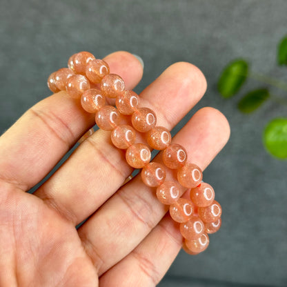 Natural Orange Sunstone Bracelet Size 8 mm