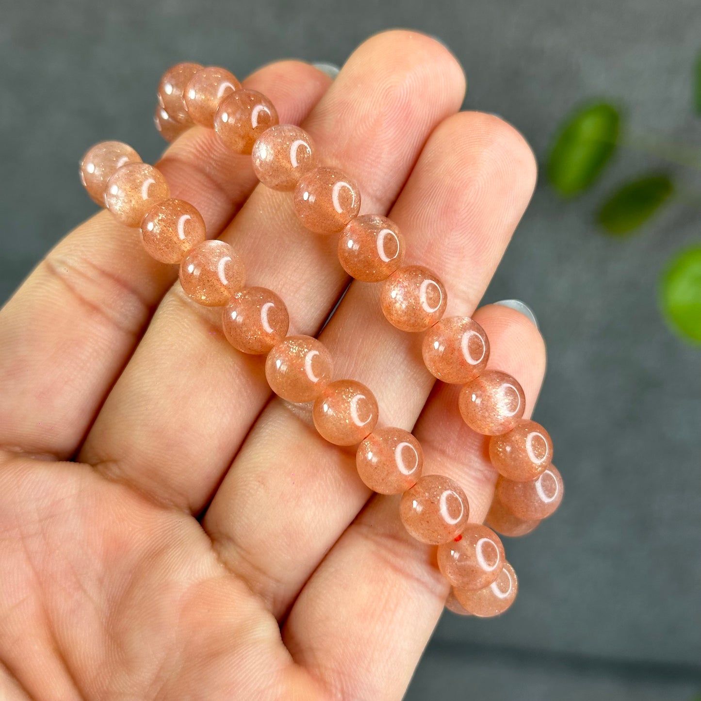 Natural Orange Sunstone Bracelet Size 8 mm
