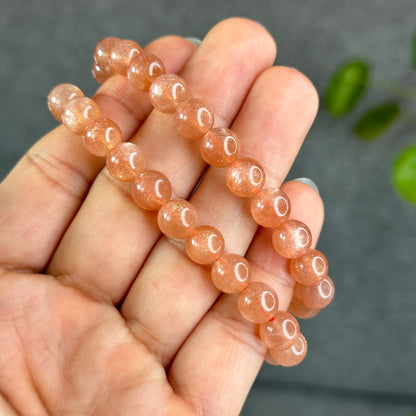 Natural Orange Sunstone Bracelet Size 8 mm