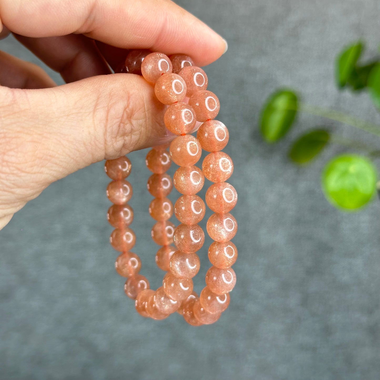 Natural Orange Sunstone Bracelet Size 8 mm