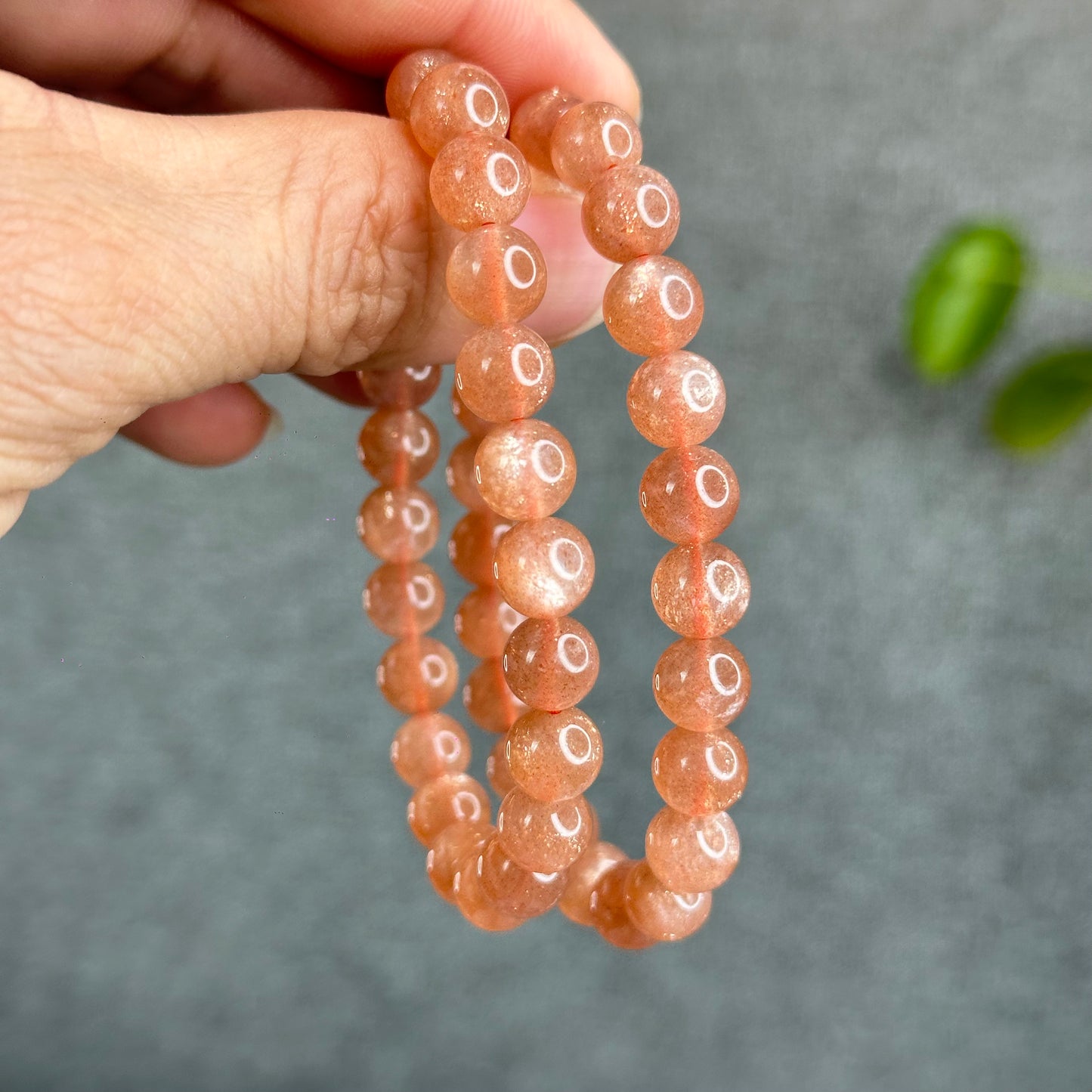 Natural Orange Sunstone Bracelet Size 8 mm