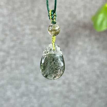 Prosperous Bag Green Landscape Quartz Pendant