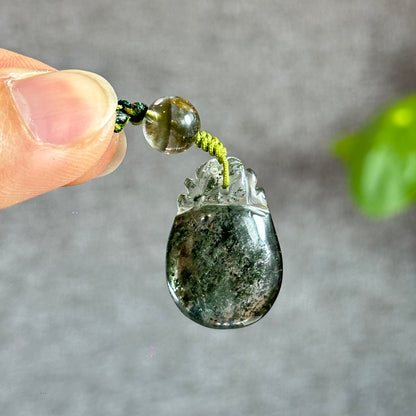 Prosperous Bag Green Landscape Quartz Pendant