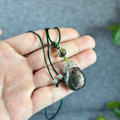 Prosperous Bag Green Landscape Quartz Pendant