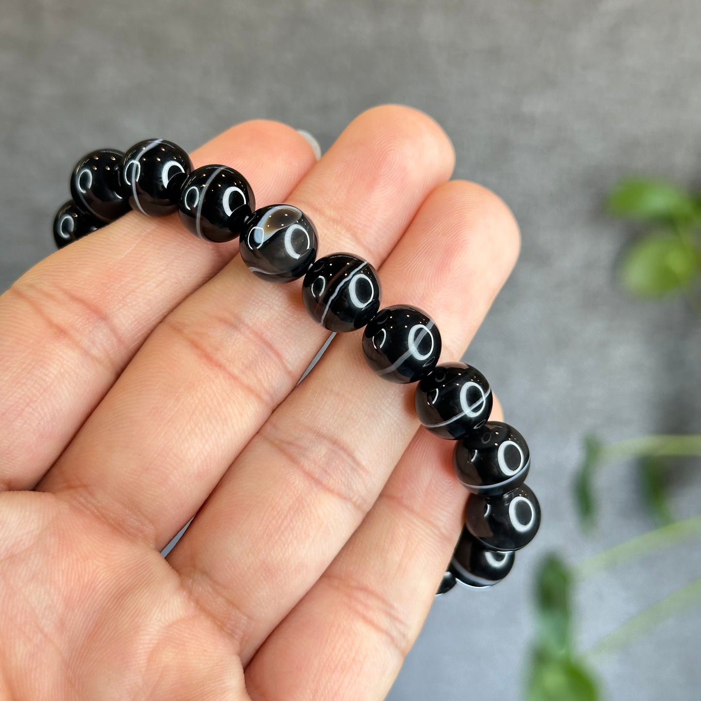 Natural Black Onyx Bracelet Size 10 mm