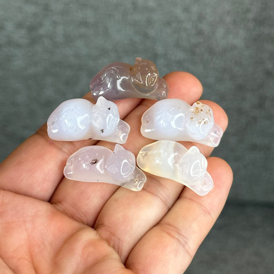 Natural Light Pink with Inclusion Cat Agate Charm