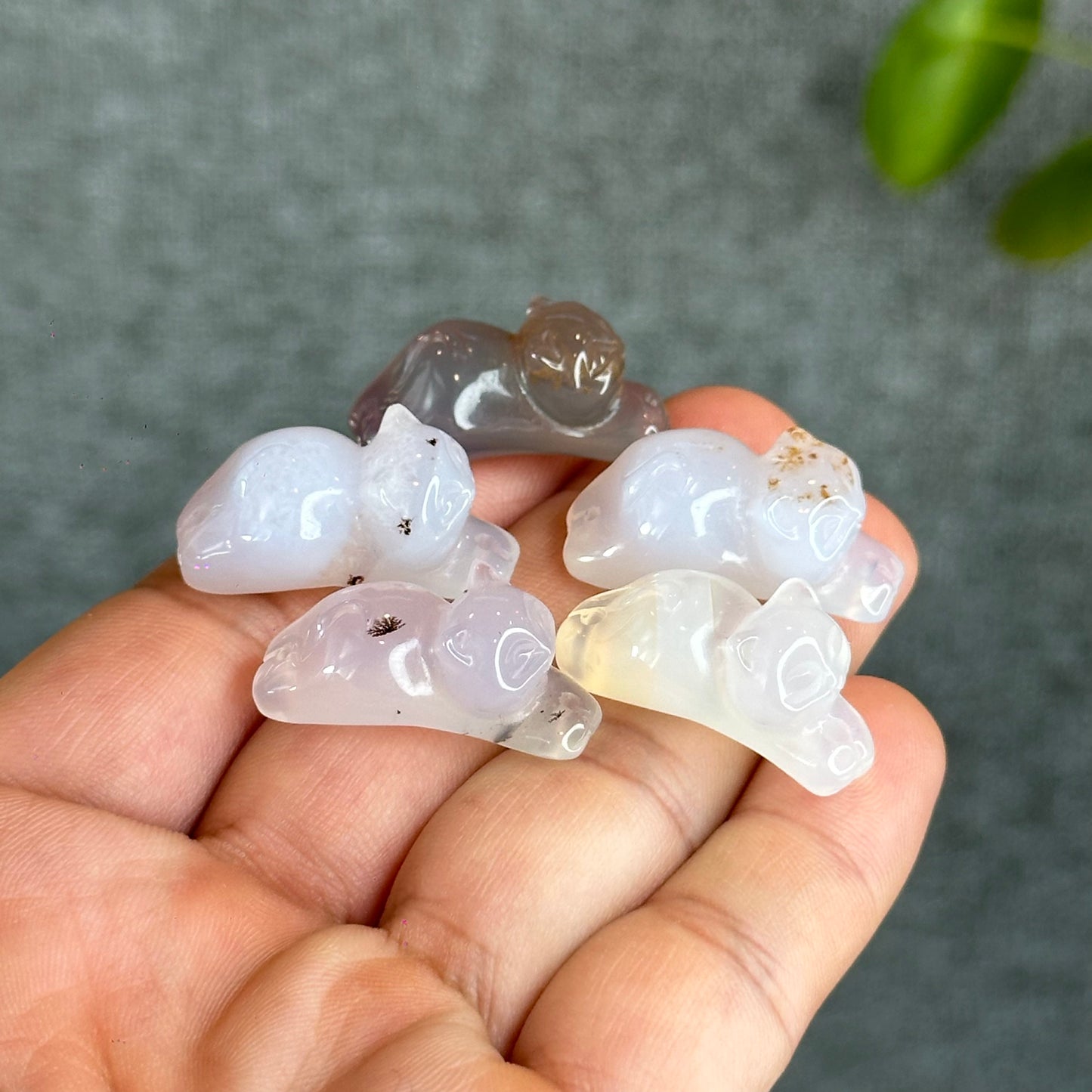 Natural Light Pink with Inclusion Cat Agate Charm