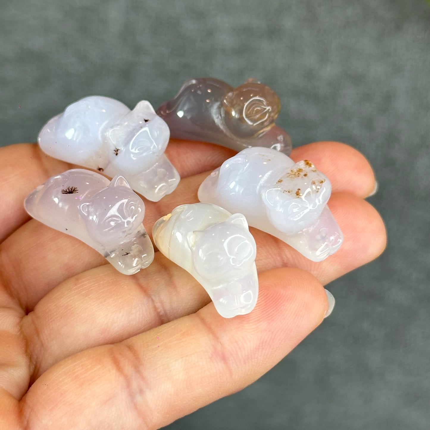 Natural Light Pink with Inclusion Cat Agate Charm