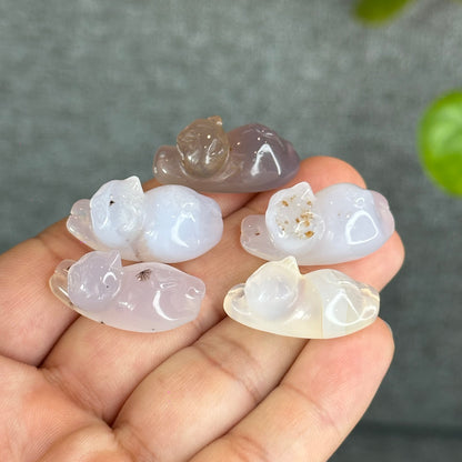 Natural Light Pink with Inclusion Cat Agate Charm