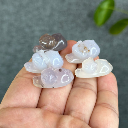 Natural Light Pink with Inclusion Cat Agate Charm