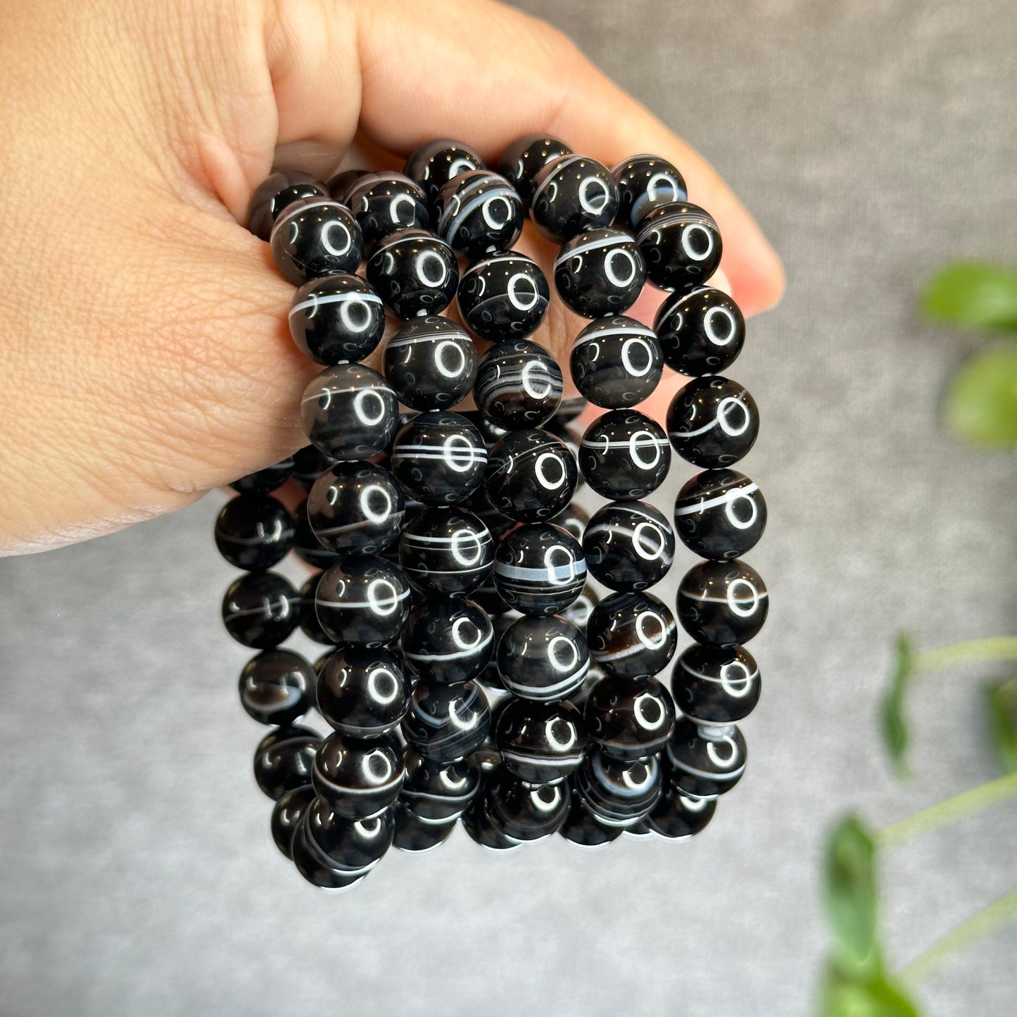 Natural Black Onyx Bracelet Size 10 mm