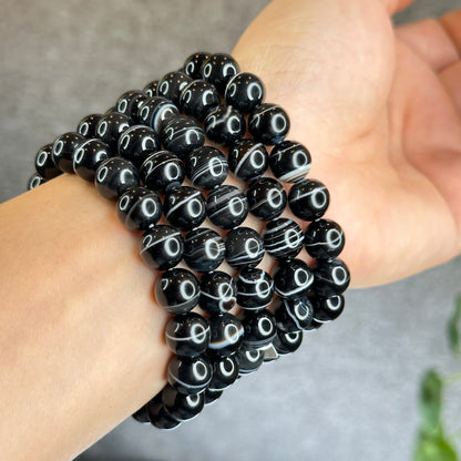 Natural Black Onyx Bracelet Size 10 mm