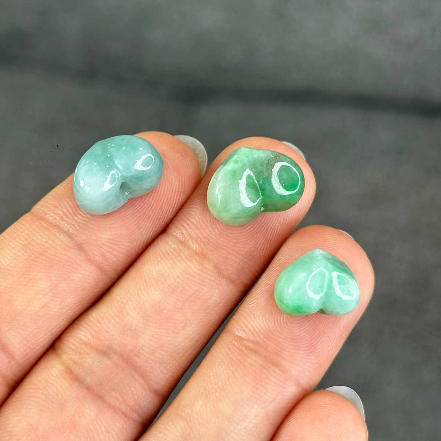 Natural Apple Green Heart Jadeite Jade Charm