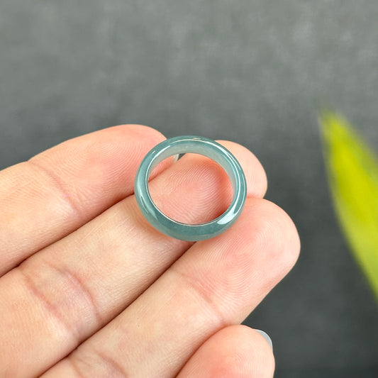 Natural Water Green Natural Jadeite Jade Ring Leaf Style