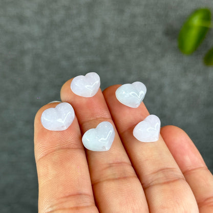Natural Lavendar Heart Jadeite Jade Charm