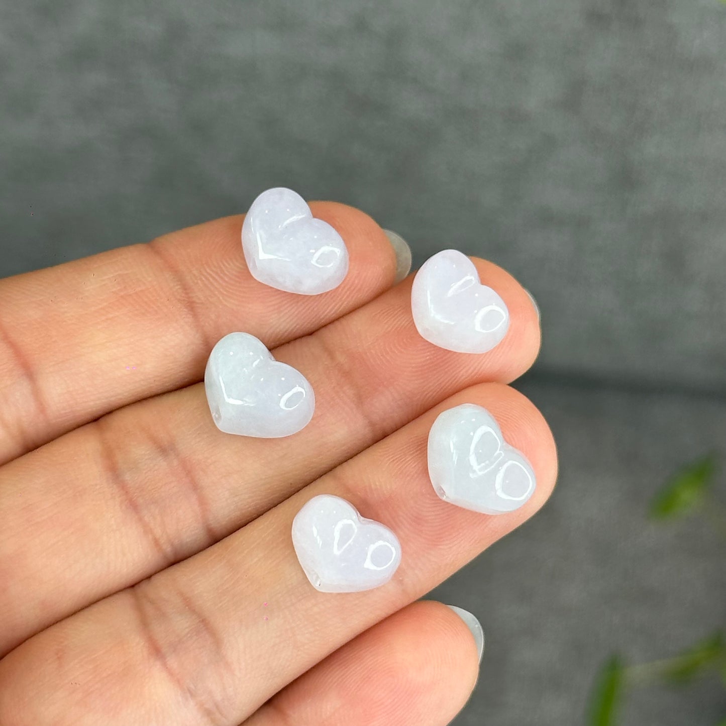 Natural Lavendar Heart Jadeite Jade Charm